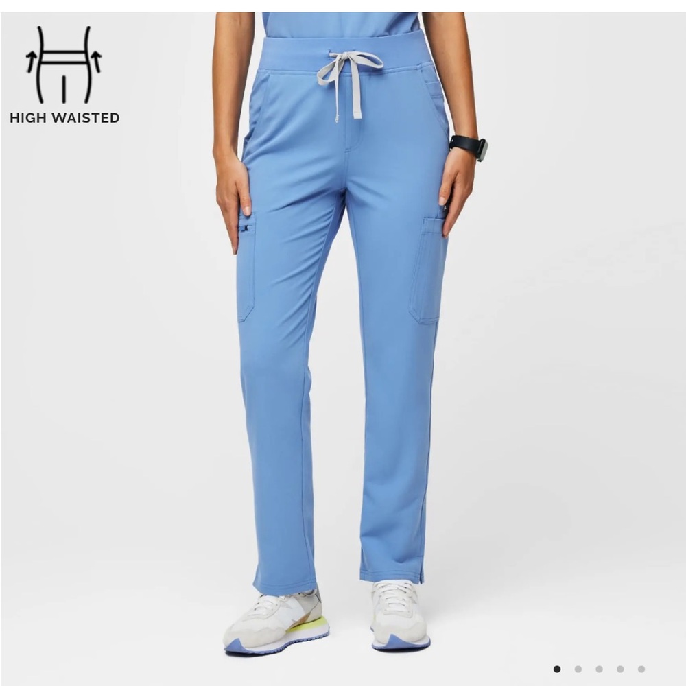 Figs Women's High Waisted Blue Straight Leg Pants
